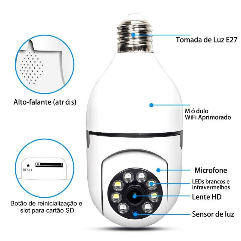 Câmera IP Lâmpada WiFi com Visão Noturna Favoritoz Bivolt 8